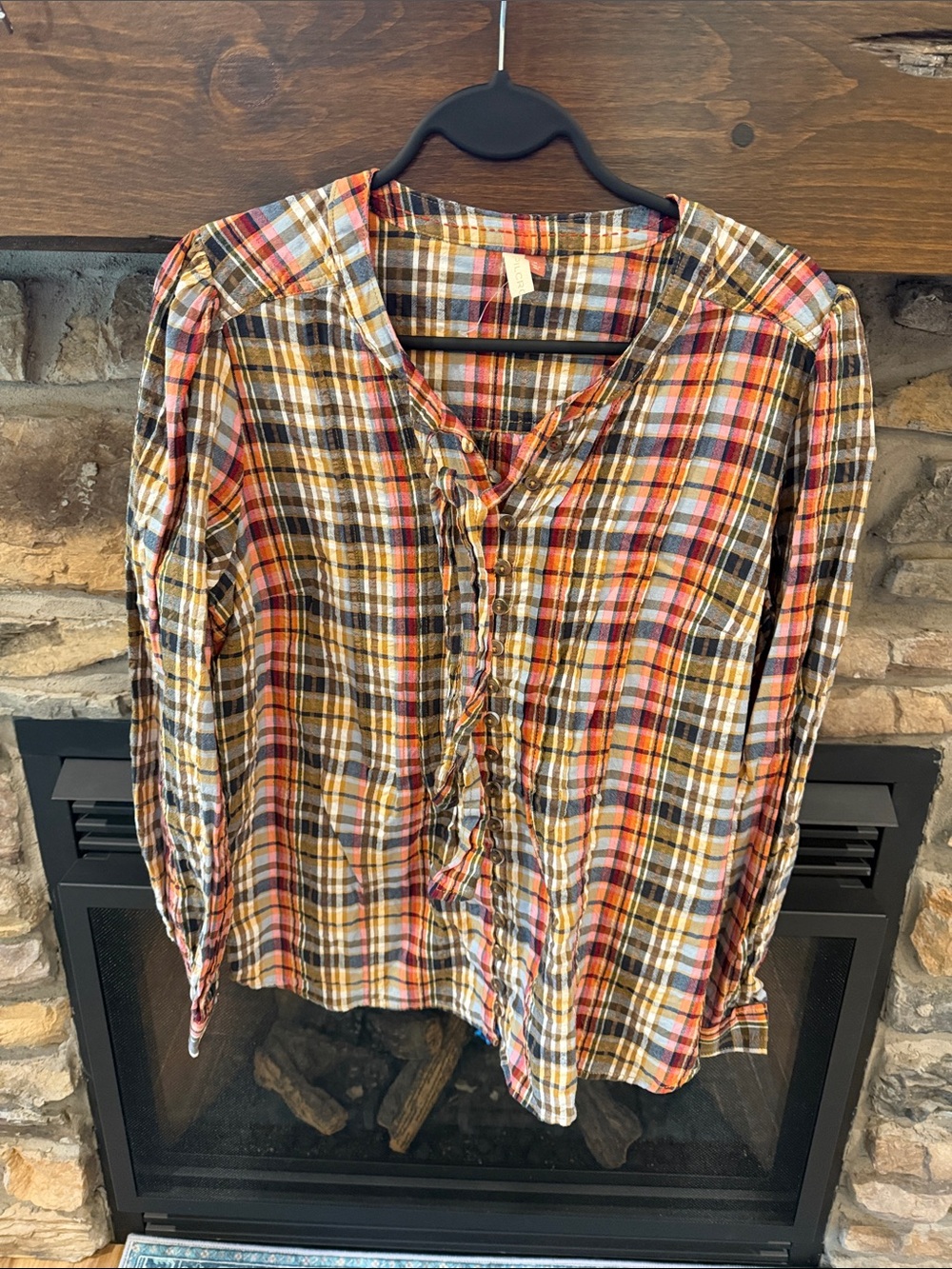 Pilcro M Women's Plaid Button-Front Blouse in Multi-Color